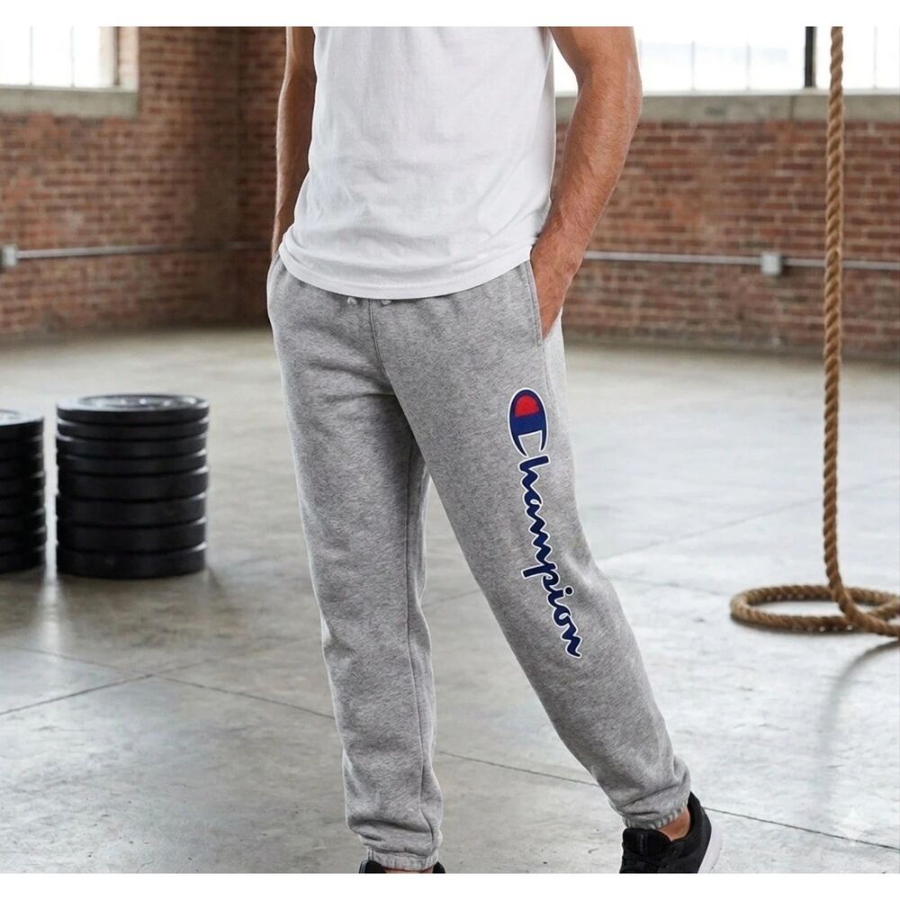 Champion Reverse Weave Sweatpants Adult 2XL Pull On Big C Logo Grey Jogger Y2K